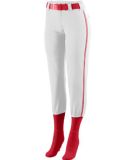 Augusta Sportswear 1249 Girls' Low Rise Collegiate Pant White/ Red/ White