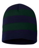 SP01 Sportsman  - Rugby Striped Knit Beanie -  Navy/ Forest