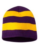 SP01 Sportsman  - Rugby Striped Knit Beanie -  Purple/ Gold