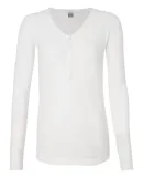 J America 8252 Ladies' Thermal Henley White