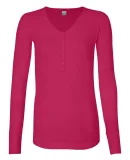 J America 8252 Ladies' Thermal Henley Wildberry