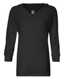 J. America - Ladies' ¾ Sleeve Hooded Slub Tee - 8153 Black