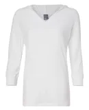 J. America - Ladies' ¾ Sleeve Hooded Slub Tee - 8153 White