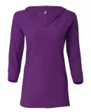 J. America - Ladies' ¾ Sleeve Hooded Slub Tee - 8153 Very Berry