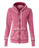 J8913 J-America Ladies' Vintage Zen Full-Zip Hooded Fleece Wildberry