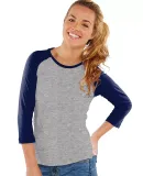 L3630 LA T Junior 3/4 Sleeve Baseball T-Shirt VN HTHR/ VN NAVY