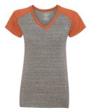 Blue 84 SJTR Juniors' Triblend V-Neck Raglan T-Shirt Heather/ Orange