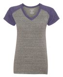 Blue 84 SJTR Juniors' Triblend V-Neck Raglan T-Shirt Heather/ Purple