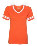 Blue 84 JTVR Juniors' Triblend V-Neck Ringer T-Shirt Orange/ White