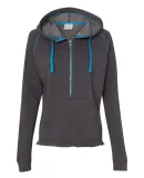 8876 J. America - Women's 1/2 Zip Triblend Hooded Sweatshirt Electric Blue