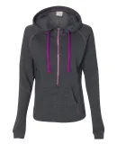 8876 J. America - Women's 1/2 Zip Triblend Hooded Sweatshirt Magenta