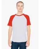 American Apparel RSABB4237/ 50/50 Short Sleeve Raglan Crew Htr Grey/Red (Discontinued)