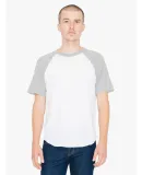 American Apparel RSABB4237/ 50/50 Short Sleeve Raglan Crew White/Hthr Grey (Discontinued)