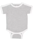 Rabbit Skins 4432 Infant Soccer Ringer Fine Jersey Bodysuit HEATHER/ WHITE