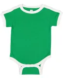 Rabbit Skins 4432 Infant Soccer Ringer Fine Jersey Bodysuit VINTAGE GRN/ WHT