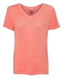 8132 J. America - Women's Oasis Wash V-Neck T-Shirt Fusion Coral