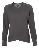 8666 J. America Women's Oasis Wash French Terry Criss Cross V-Neck Sweatshirt Dark Smoke