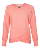 8666 J. America Women's Oasis Wash French Terry Criss Cross V-Neck Sweatshirt Fusion Coral