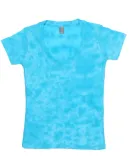 J America 8159 Caitlin Ladies Tie-Dye V-Neck Tee Aquarius