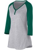 Augusta Sportswear 1263 Women's Rave Henley Athletic Heather/ Dark Green