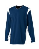 Augusta Sportswear 4600 Wicking Long Sleeve Warm Up Shirt Navy/ White