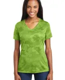 LST370 Sport-Tek® Ladies CamoHex V-Neck Tee in Lime shock