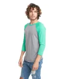 Next Level 6051 Unisex Tri-Blend 3/4 Sleeve Raglan in Envy/ prem hthr