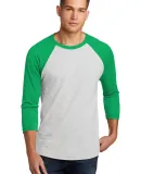 Next Level 6051 Unisex Tri-Blend 3/4 Sleeve Raglan in Envy/ hthr wht