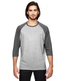 A6755 Anvil Adult Tri-Blend 3/4-Sleeve Raglan Tee  in Ht gy/ ht dk grn