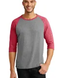 A6755 Anvil Adult Tri-Blend 3/4-Sleeve Raglan Tee  in Hth gr/ tr h red