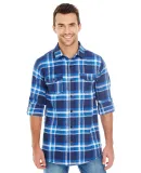 Burnside B8210 Yarn-Dyed Long Sleeve Flannel Blue/ White