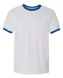 Gildan G860 DryBlend Ringer Tee WHITE/ ROYAL