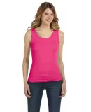 2415 Anvil Ladies Ring Spun 2x1 Rib Tank Top in Hot pink