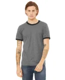 BELLA+CANVAS 3055 Heather Ringer Tee in Deep hthr/ black