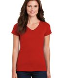 5V00L Gildan Heavy Cotton Ladies V Neck T Shirts in Red