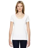 3504 LA T Ladies' Fine Jersey Deep Scoop Neck Long in White