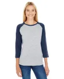 L3530 LAT - Ladies' Fine Jersey Three-Quarter Slee in Vn hthr/ vn navy