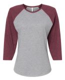 L3530 LAT - Ladies' Fine Jersey Three-Quarter Slee in Vintage heather/ vintage burgundy