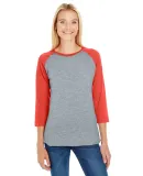 L3530 LAT - Ladies' Fine Jersey Three-Quarter Slee in Vin hth/ vn orng