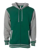 IND45UVZ Independent Trading Co. Unisex Varsity Fu Hunter Green/ Gunmetal Heather