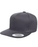 6007 Yupoong Five-Panel Flat Bill Cap in Dark grey