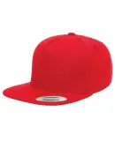 6007 Yupoong Five-Panel Flat Bill Cap in Red