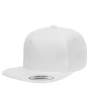 6007 Yupoong Five-Panel Flat Bill Cap in White