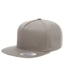 6007 Yupoong Five-Panel Flat Bill Cap in Grey