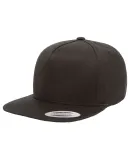 6007 Yupoong Five-Panel Flat Bill Cap in Black