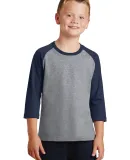 PC55YRS Port & Company® Youth 50/50 3/4-Sleeve Ra AH/Navy