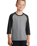 PC55YRS Port & Company® Youth 50/50 3/4-Sleeve Ra AH/Jet Black