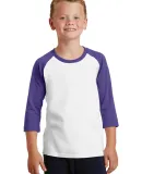 PC55YRS Port & Company® Youth 50/50 3/4-Sleeve Ra Wht/Purple