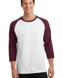 PC55RS Port & Company® 50/50 3/4-Sleeve Raglan Wht/Ath Maroon