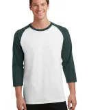 PC55RS Port & Company® 50/50 3/4-Sleeve Raglan Wht/Dark Green